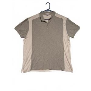 Calvin Klein Gray White Polo Shirt Mens XL Liquid Cotton